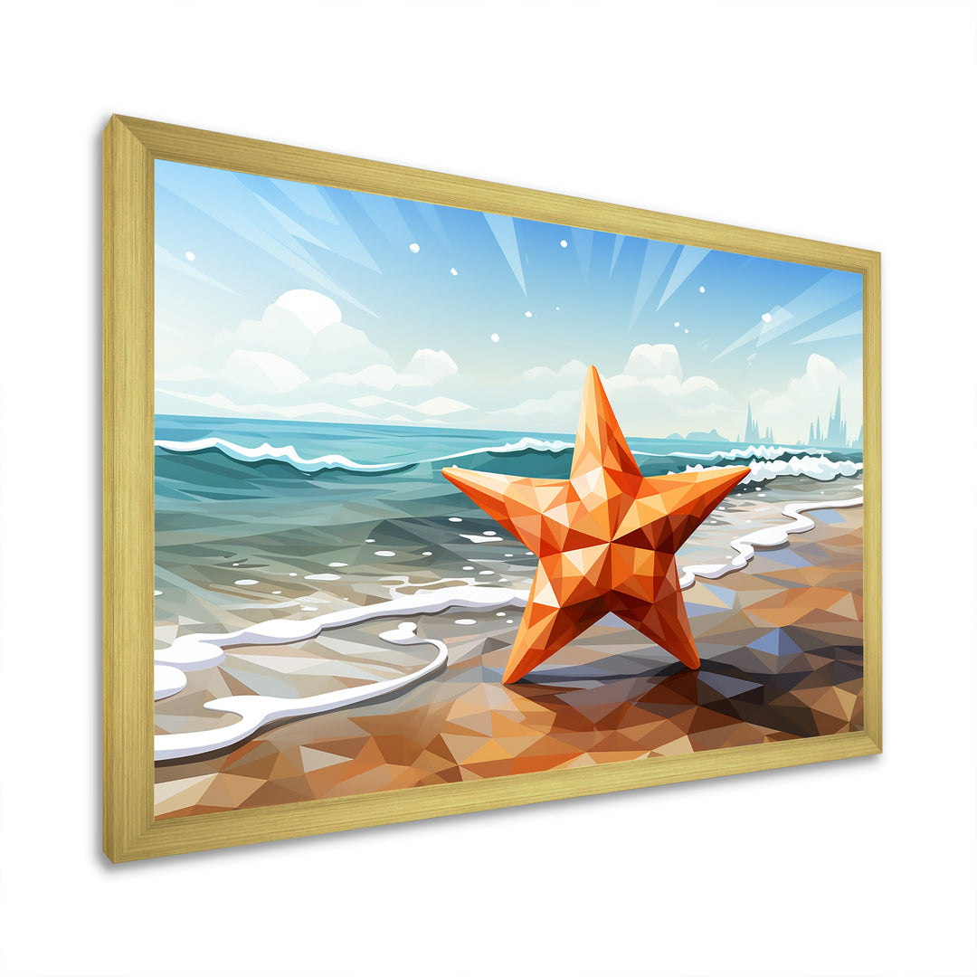 Shoreline Starfish cubic landscape - Coastal Animal Canvas Wall Art