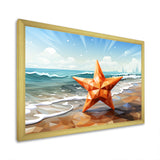Shoreline Starfish cubic landscape - Coastal Animal Canvas Wall Art