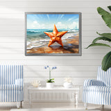 Shoreline Starfish cubic landscape - Coastal Animal Canvas Wall Art