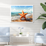 Shoreline Starfish cubic landscape - Coastal Animal Canvas Wall Art