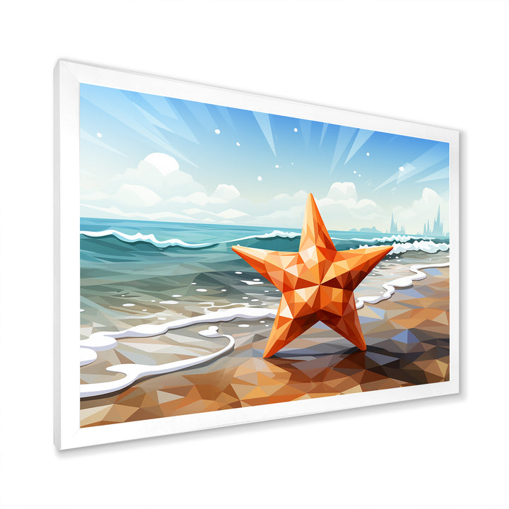 Shoreline Starfish cubic landscape - Coastal Animal Canvas Wall Art