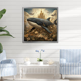 Whales Majesty futuristic - Coastal Animal Canvas Wall Art