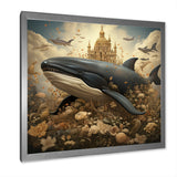Whales Majesty futuristic - Coastal Animal Canvas Wall Art