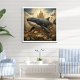 Whales Majesty futuristic - Coastal Animal Canvas Wall Art