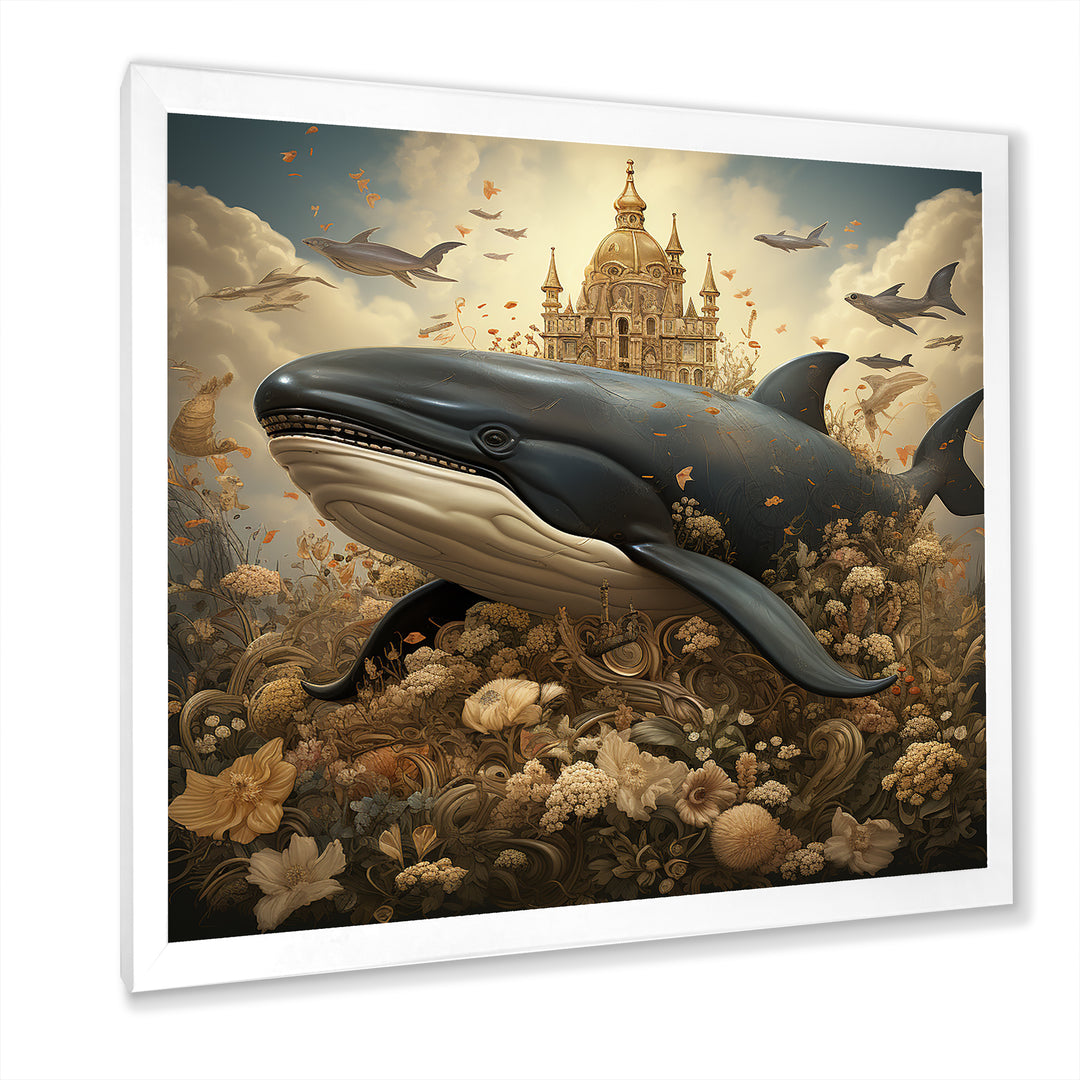 Whales Majesty futuristic - Coastal Animal Canvas Wall Art