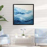 Blue and white modern waves of the Coast I - Coastal Canvas Wall Art