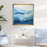 Blue and white modern waves of the Coast I - Coastal Canvas Wall Art