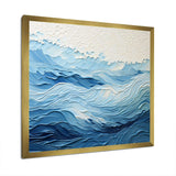 Blue and white modern waves of the Coast I - Coastal Canvas Wall Art