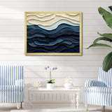 Blue and white Coastal Wave s Edge - Coastal Canvas Wall Art