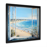 Coastal Window View by the beach III - Coastal Canvas Wall Art