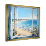 Coastal Window View by the beach III - Coastal Canvas Wall Art