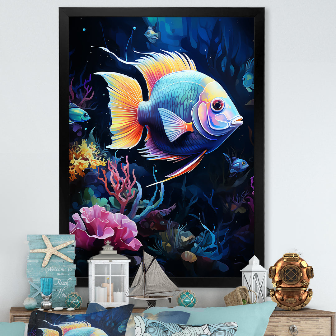 Yellow and blue Marine fish Beauty - Coral Wall Art Prints