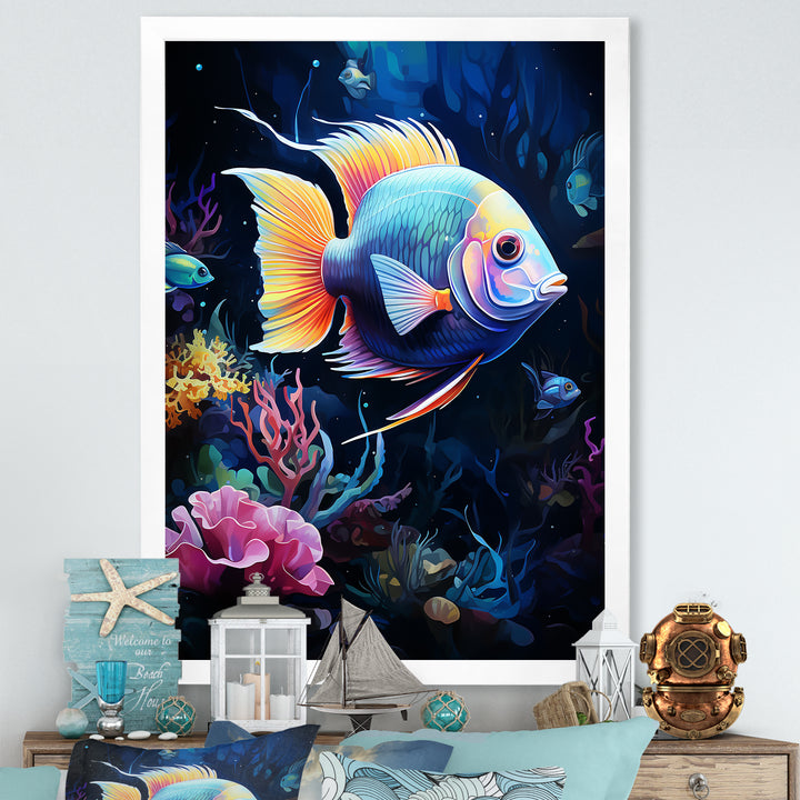 Yellow and blue Marine fish Beauty - Coral Wall Art Prints