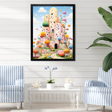 Cubist coral castle children s art - Coral Framed Canvas Art