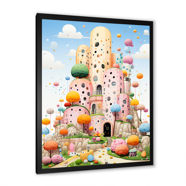 Cubist coral castle children s art - Coral Framed Canvas Art