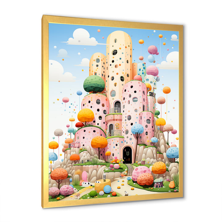 Cubist coral castle children s art - Coral Framed Canvas Art
