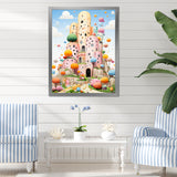 Cubist coral castle children s art - Coral Framed Canvas Art
