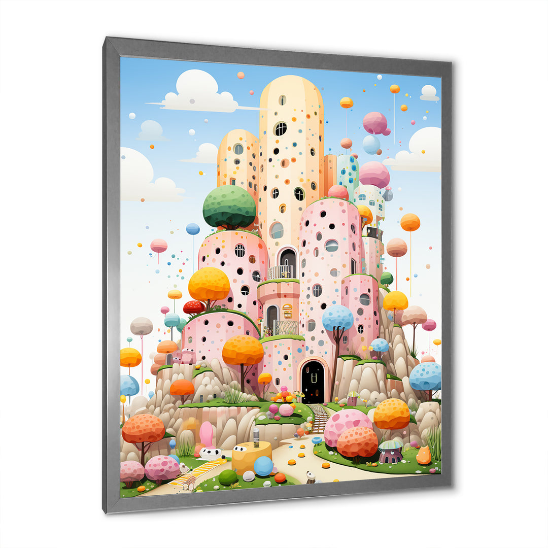 Cubist coral castle children s art - Coral Framed Canvas Art