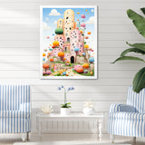 Cubist coral castle children s art - Coral Framed Canvas Art