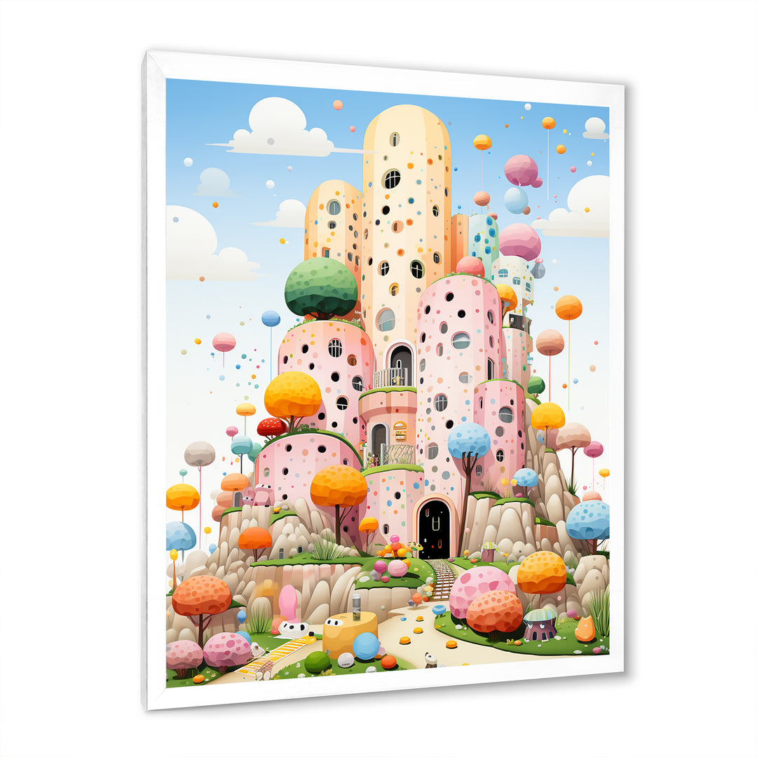 Cubist coral castle children s art - Coral Framed Canvas Art