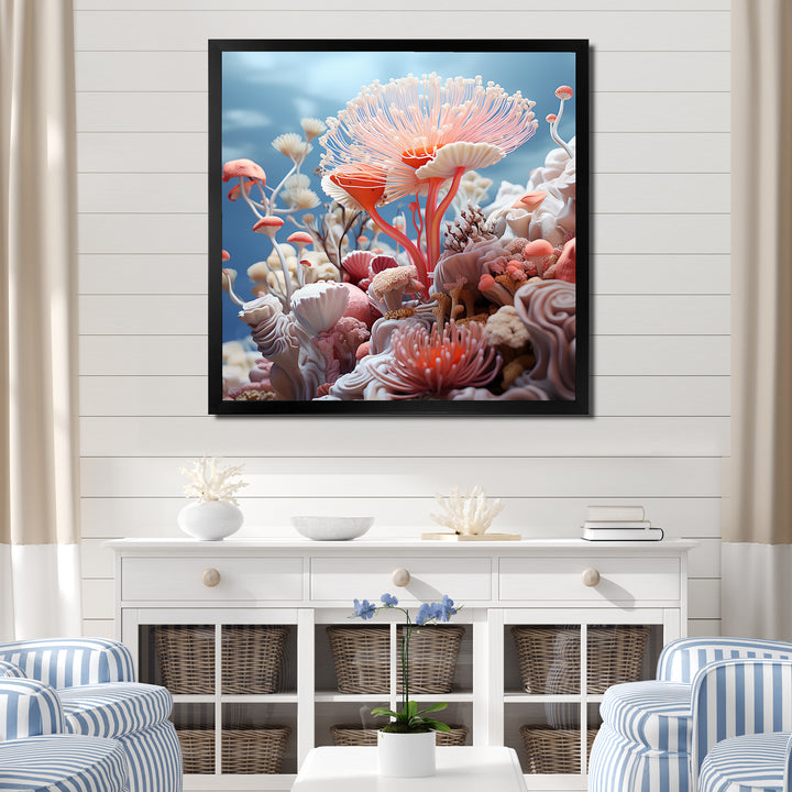 Pink coral Reef Explorations - Coral Large Canvas Wall Art