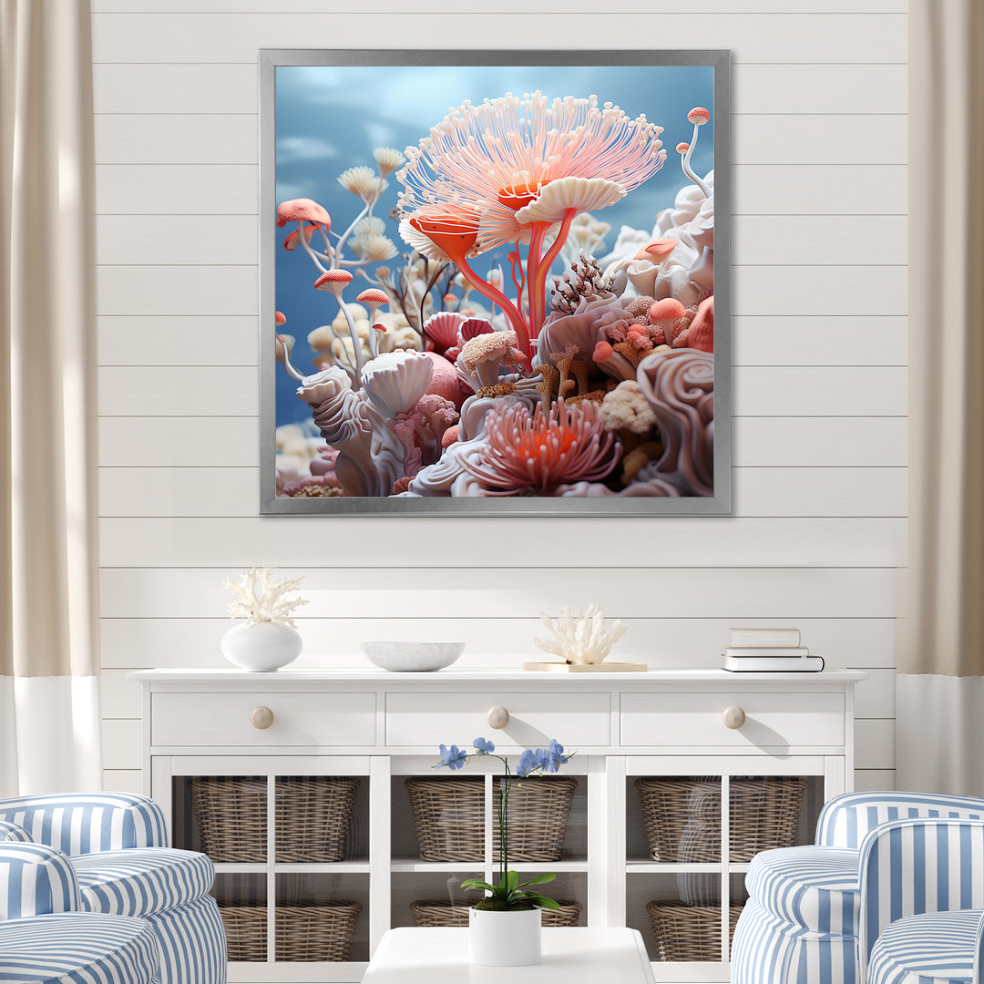 Pink coral Reef Explorations - Coral Large Canvas Wall Art