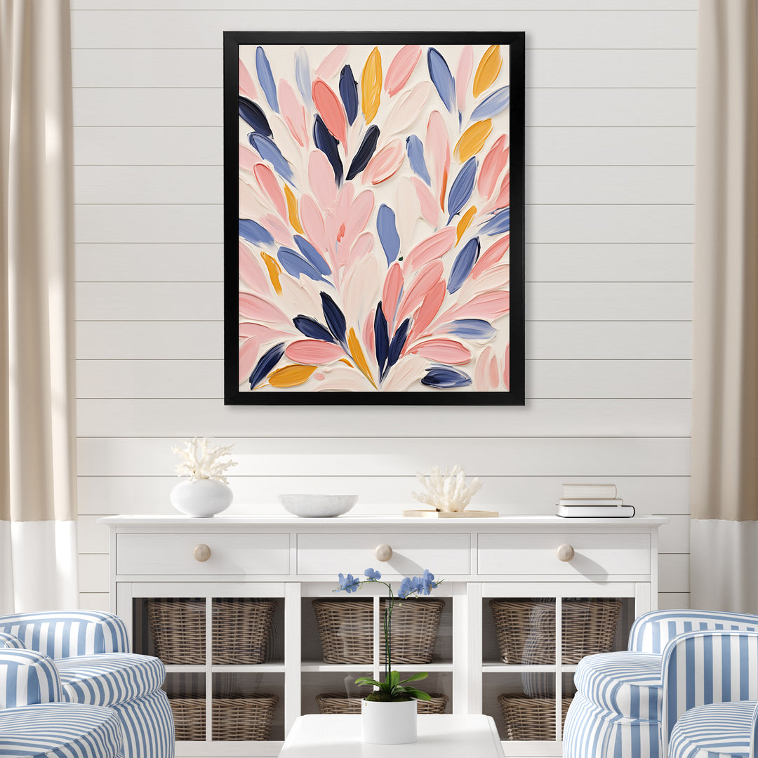 Pink and blue Seabed coral floral - Coral Bedroom Wall Art