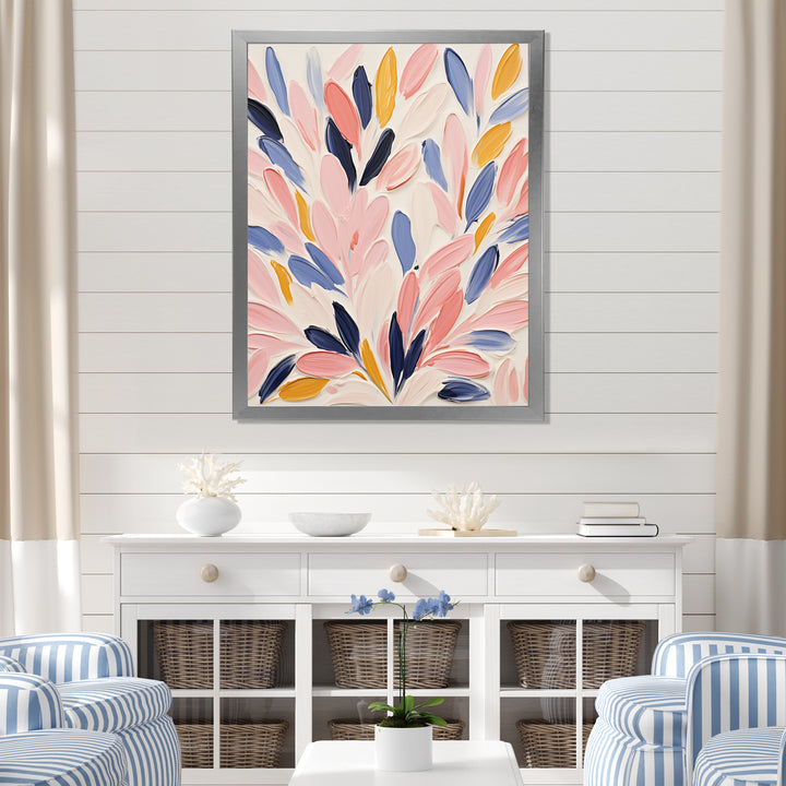 Pink and blue Seabed coral floral - Coral Bedroom Wall Art