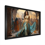 Blue and gold Belly Dancer - Fashion Canvas Wall Art