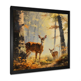 Retro Woods Deer Artistry - Deer Framed Canvas Art