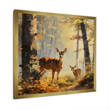 Retro Woods Deer Artistry - Deer Framed Canvas Art