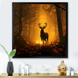 Brown Majestic Forest Deer - Deer Living Room Wall Art