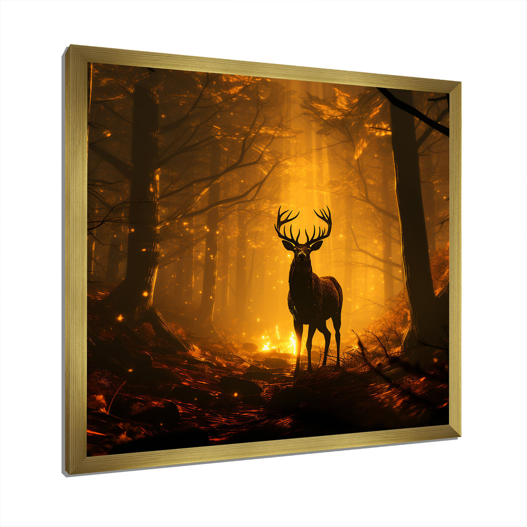 Brown Majestic Forest Deer - Deer Living Room Wall Art