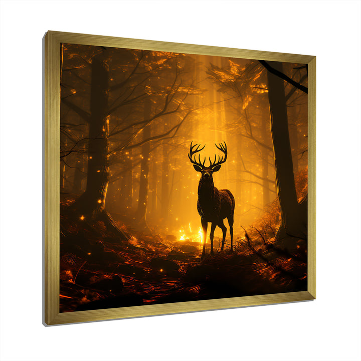Brown Majestic Forest Deer - Deer Living Room Wall Art