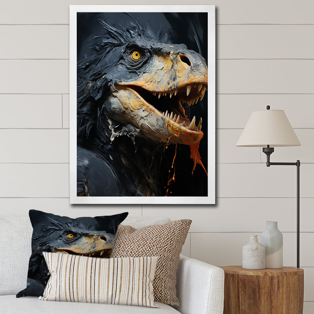 Grey Raptor Dinosaur - Dinosaur Wall Decor