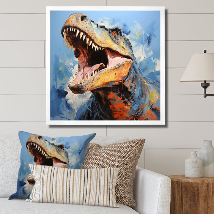 Blue dinosaur hunters - Dinosaur Wall Art Prints