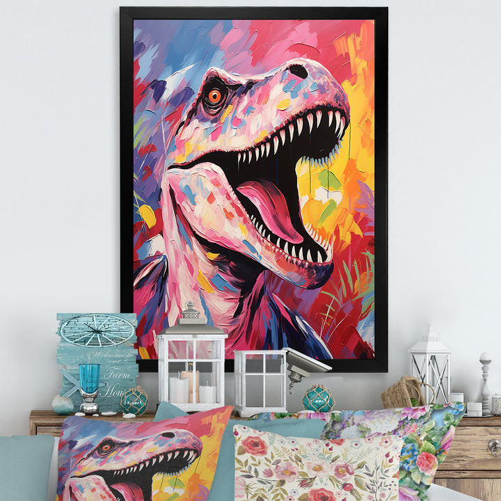 Popart Dino elegance - Dinosaur Framed Canvas Art