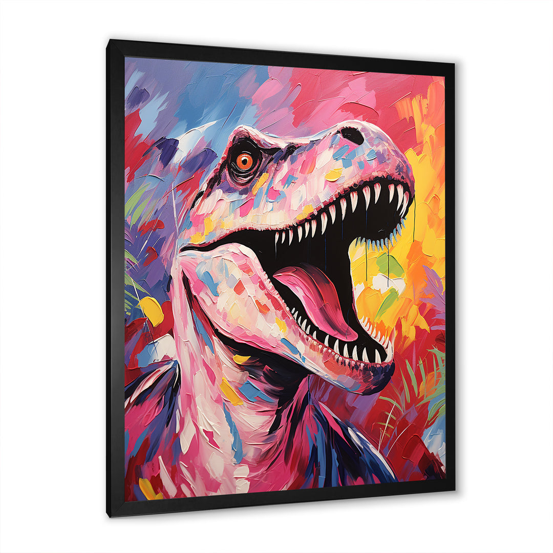 Popart Dino elegance - Dinosaur Framed Canvas Art