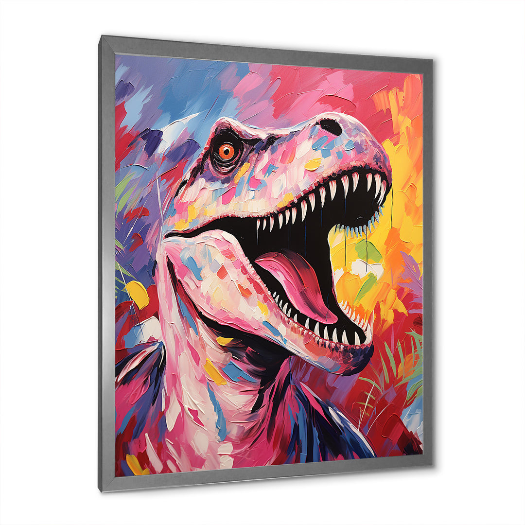 Popart Dino elegance - Dinosaur Framed Canvas Art