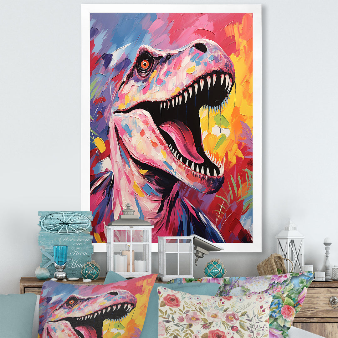 Popart Dino elegance - Dinosaur Framed Canvas Art
