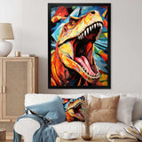 Cubist Colorful TRex Dino II - Animals Canvas Wall Art