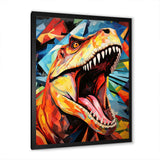 Cubist Colorful TRex Dino II - Animals Canvas Wall Art