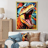 Cubist Colorful TRex Dino II - Animals Canvas Wall Art