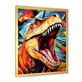 Cubist Colorful TRex Dino II - Animals Canvas Wall Art