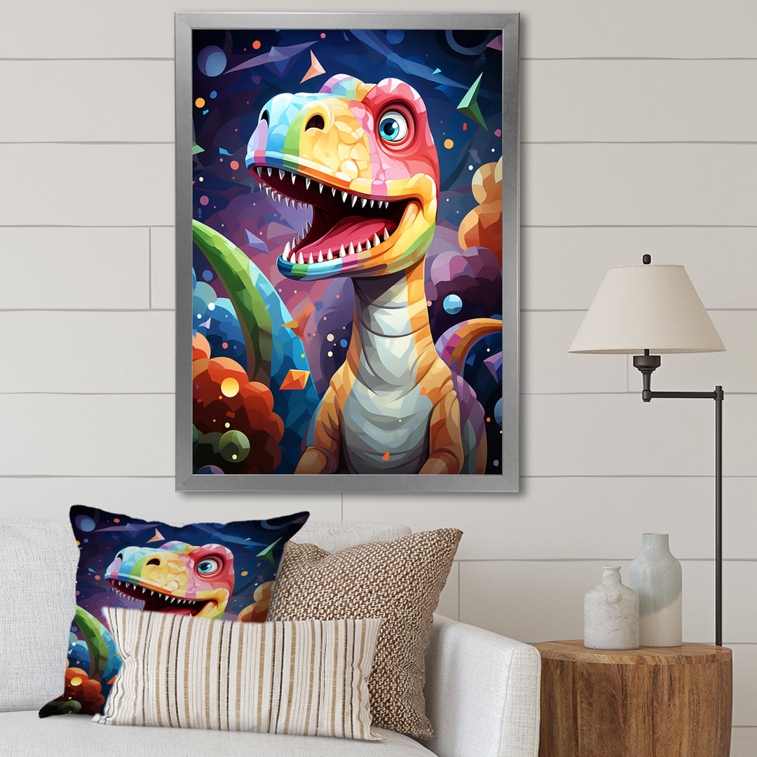Cubist cute dinosaur for kids - Dinosaur Bedroom Wall Art