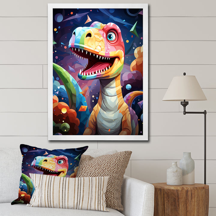 Cubist cute dinosaur for kids - Dinosaur Bedroom Wall Art
