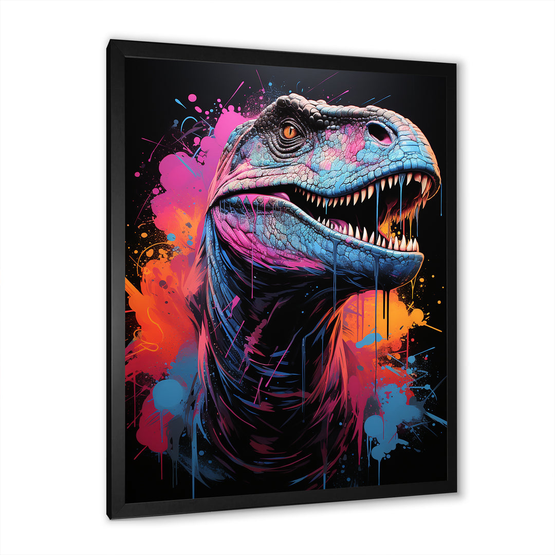Blue and Purple Prehistoric dinosaur portrait - Dinosaur Wall Decor