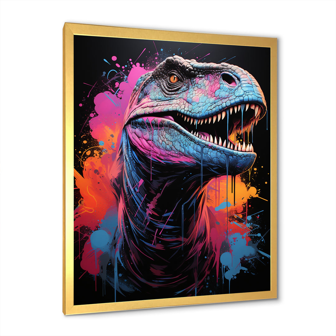 Blue and Purple Prehistoric dinosaur portrait - Dinosaur Wall Decor