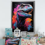 Blue and Purple Prehistoric dinosaur portrait - Dinosaur Wall Decor