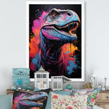 Blue and Purple Prehistoric dinosaur portrait - Dinosaur Wall Decor